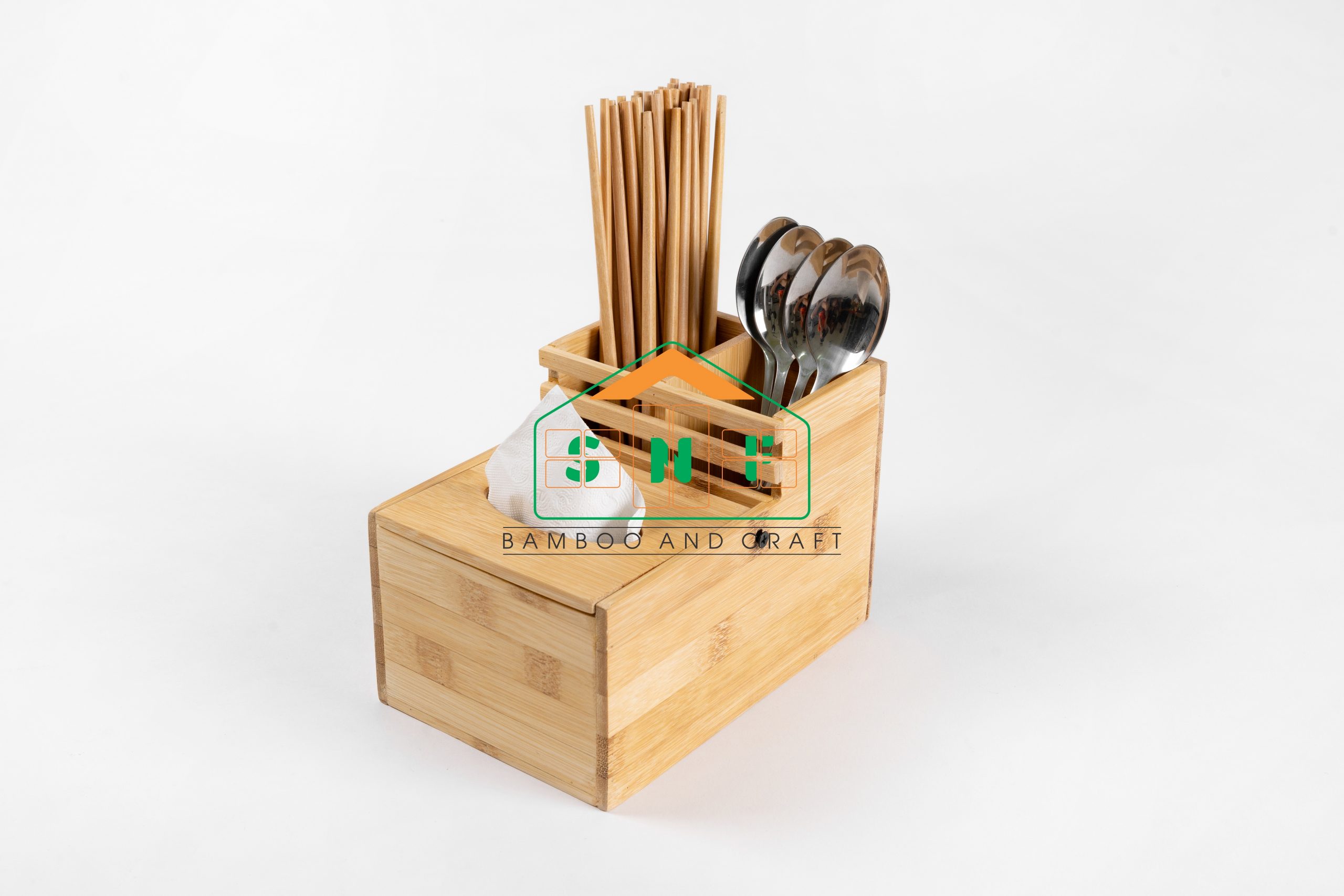 Hộp Đựng Đũa, Muỗng, Giấy Ăn Đa Năng Bằng Gỗ Tre Cao Cấp- SNF Bamboo and Craft
